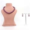 Western Royal Mauve Metallic Glass Pearl Necklace Set