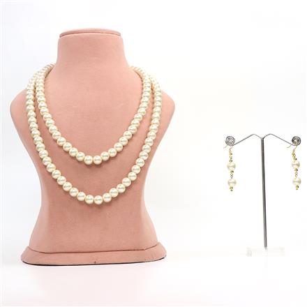 Western Vintage Ivory Glass Pearl Necklace Set