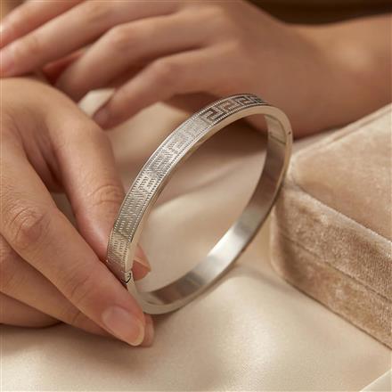 Western Anti Tarnish Steel Kada With Rhodium Plating