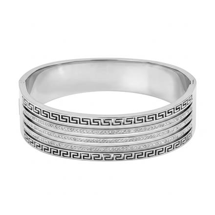 Western Anti Tarnish Steel Kada With Rhodium Plating