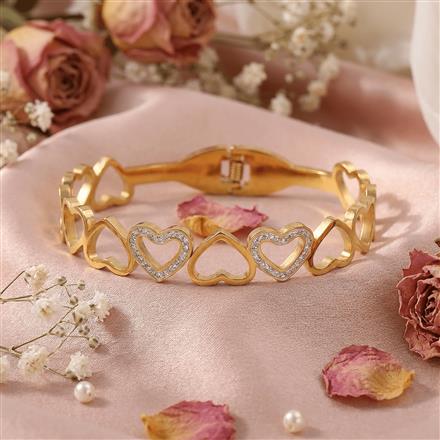 Western Anti Tarnish Steel Kada With Gold Plating