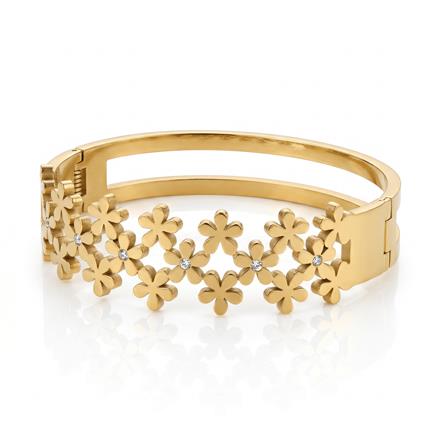 Western Anti Tarnish Steel Kada With Gold Plating