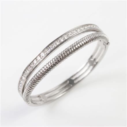 Western Anti Tarnish Steel Kada With Rhodium Plating