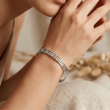 Western Anti Tarnish Steel Kada With Rhodium Plating