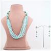 Western Glass Beads Necklace With Rhodium Plating