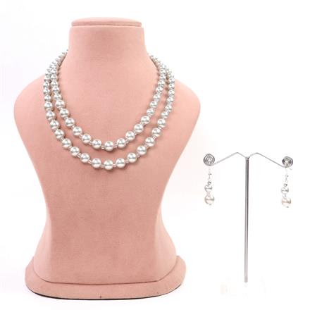 Western Glass Beads Necklace With Rhodium Plating