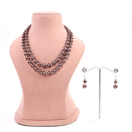 Western Glass Beads Necklace With Rhodium Plating
