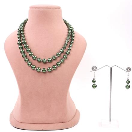 Western Glass Beads Necklace With Rhodium Plating