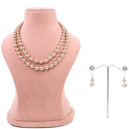 Western Glass Beads Necklace With Rhodium Plating