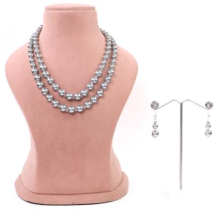 Western Glass Beads Necklace With Rhodium Plating