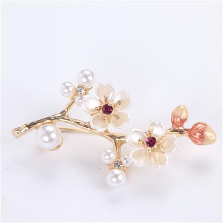 Western Floral Brooch With Gold Plating