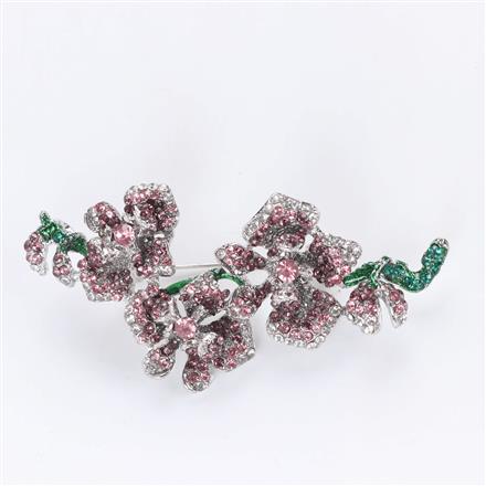 Western Floral Brooch With Rhodium Plating