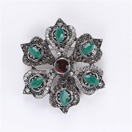 Western Floral Brooch With Rhodium Plating