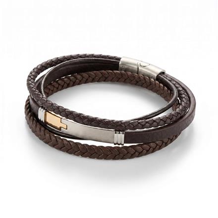 Western Unisex Leather Bracelet With Rhodium Plating