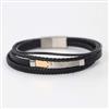 Western Unisex Leather Bracelet With Rhodium Plating