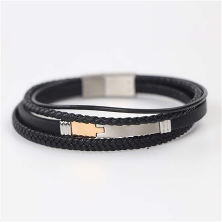 Western Unisex Leather Bracelet With Rhodium Plating