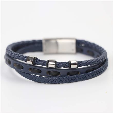 Western Unisex Leather Bracelet With Rhodium Plating