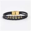 Western Unisex Leather Bracelet With Gold Plating