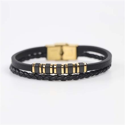 Western Unisex Leather Bracelet With Gold Plating