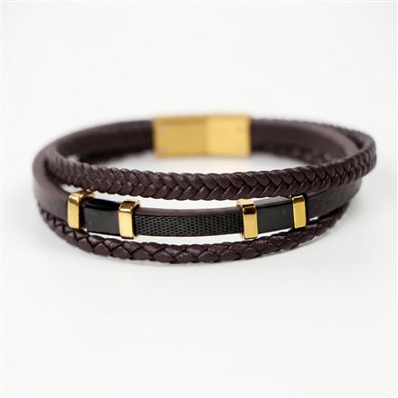 Western Unisex Leather Bracelet With Gold Plating