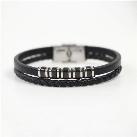 Western Unisex Leather Bracelet With Rhodium Plating
