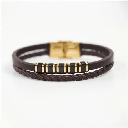 Western Unisex Leather Bracelet With Gold Plating
