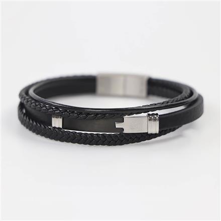Western Unisex Leather Bracelet With Rhodium Plating