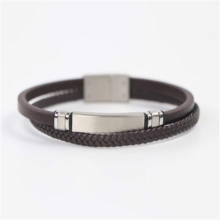 Western Unisex Leather Bracelet With Rhodium Plating
