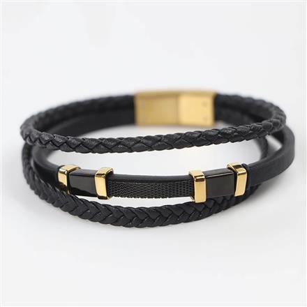 Western Unisex Leather Bracelet With Gold Plating