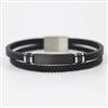 Western Unisex Leather Bracelet With Rhodium Plating