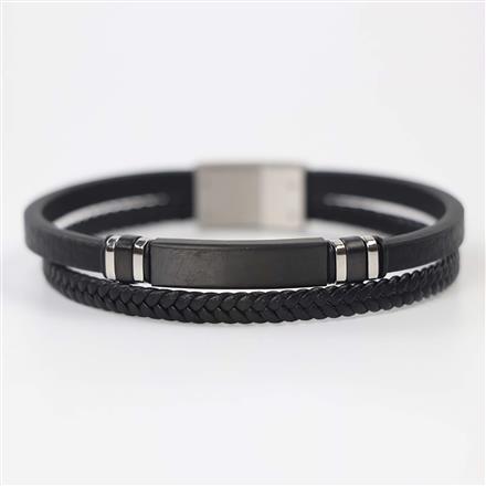 Western Unisex Leather Bracelet With Rhodium Plating