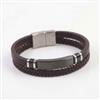 Western Unisex Leather Bracelet With Rhodium Plating