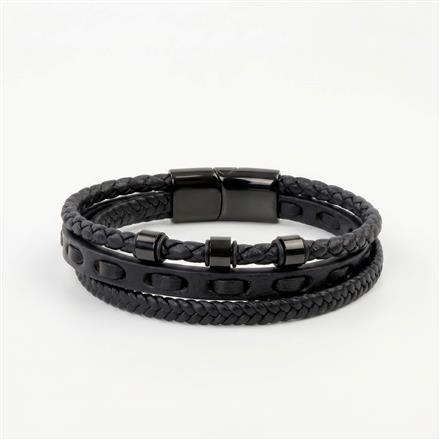 Western Unisex Leather Bracelet With Black Plating
