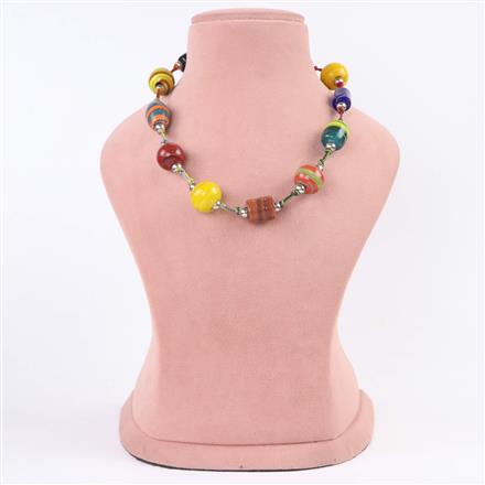 Western Beads Necklace With Rhodium Plating