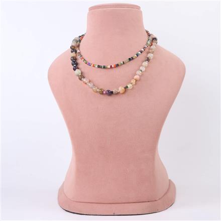 Western Beads Necklace With Rhodium Plating