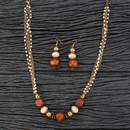 Western Long Necklace With Mehndi Plating