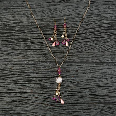 Western Long Necklace With Mehndi Plating