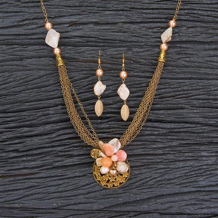 Western Long Necklace With Mehndi Plating