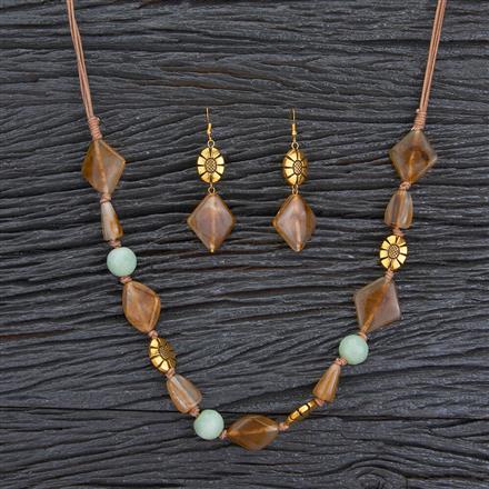 Western Long Necklace With Mehndi Plating