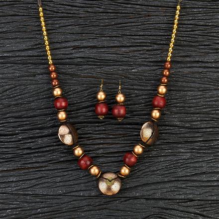 Western Long Necklace With Mehndi Plating