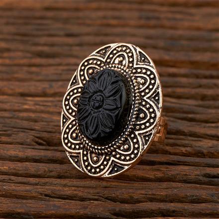 Oxidised Adjustable Ring With Rose Gold Plating