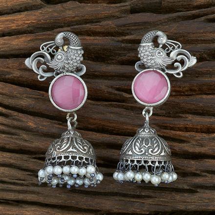 Peacock Earring With Oxidied Plating