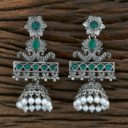 Peacock Earring With Oxidied Plating