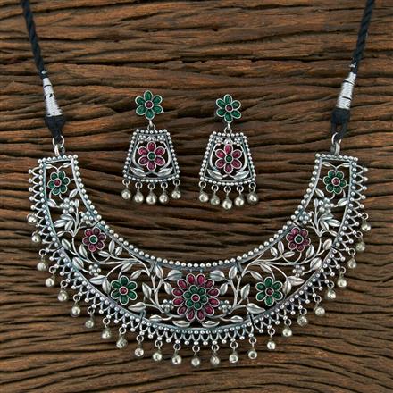 Choker Necklace With Oxidied Plating