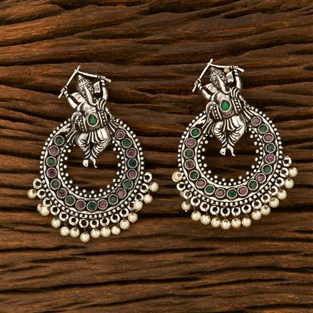 Chand Earring With Oxidised Plating