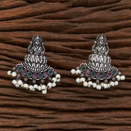 Temple Earring With Oxidised Plating