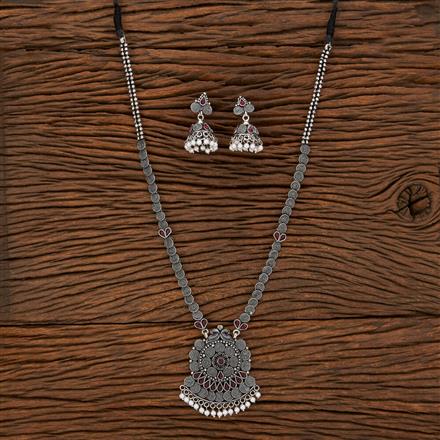 Long Necklace With Oxidised Plating