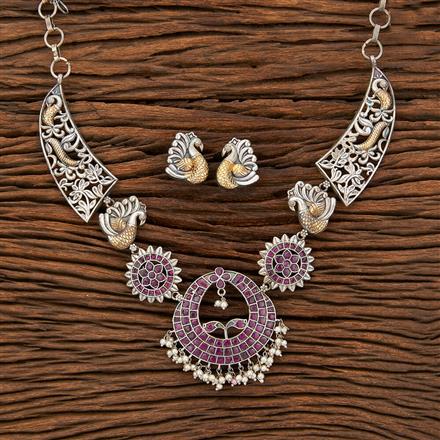 Peacock Necklace With 2 Tone Plating