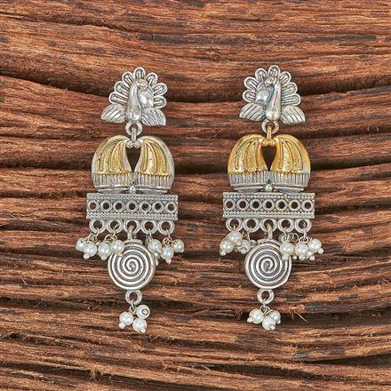 Oxidised Peacock Earring With 2 Tone Plating