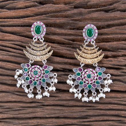 Oxidised Chand Earring With 2 Tone Plating